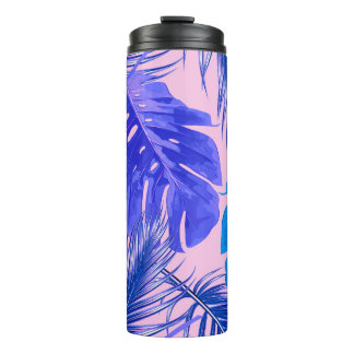 Garrafa Térmica Folhas tropicais de palma, folhas de selva, flora 
