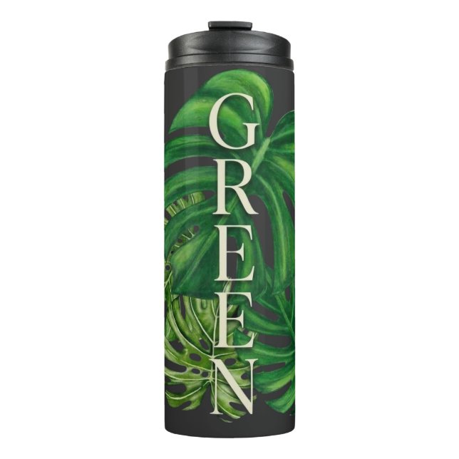Garrafa Térmica Folhas Verdes de Monstera (Frente)