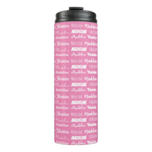 Garrafa Térmica Fonte de Nome de Meninas Rosa Personalizado Colage