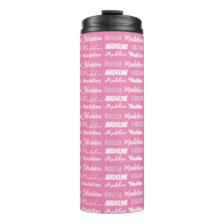 Garrafa Térmica Fonte de Nome de Meninas Rosa Personalizado Colage