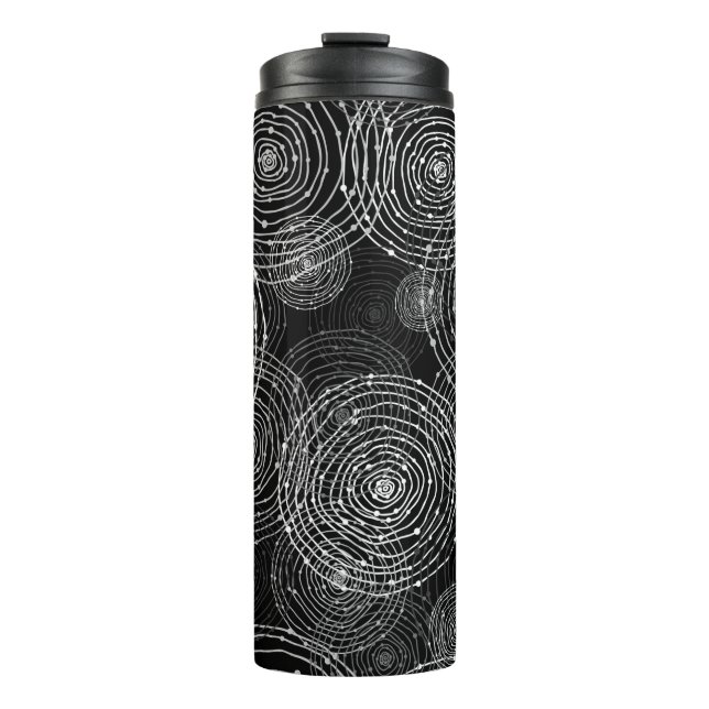 Garrafa Térmica formas redondas sem costura, de preto e branco (Frente)