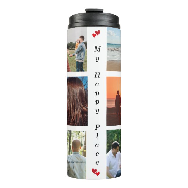 Garrafa Térmica Foto 6 personalizável da minha família feliz (Frente)