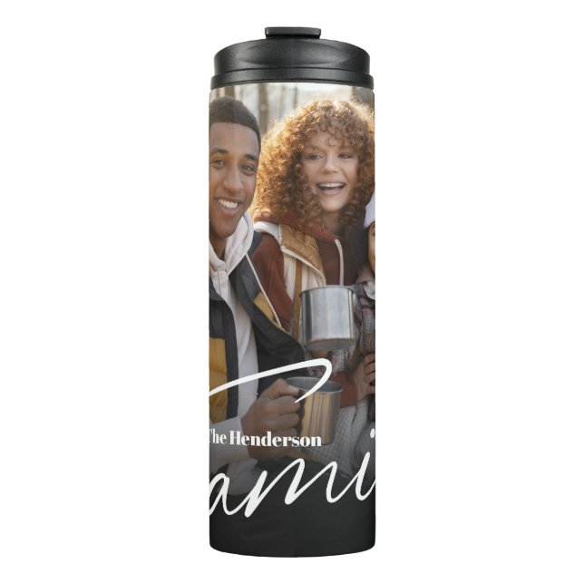 Garrafa Térmica Foto da família personalizada simples (Frente)