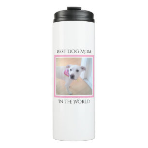 Garrafa Térmica Foto de Cachorro Branco Bonito, Cachorro Rosa