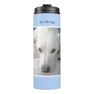 Garrafa Térmica Foto De Cão Único De Labrador Branco E Retriever