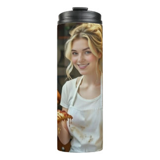 Garrafa Térmica Foto de comer pizza personalizar