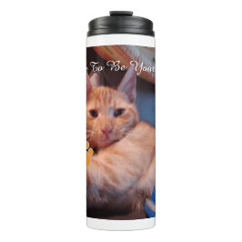 Garrafa Térmica Foto de gato com pegada de patas humorada de Dia d