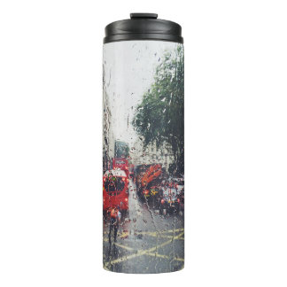 GARRAFA TÉRMICA  FOTO DO ÔNIBUS VERMELHO NA RUA DA JANELA