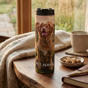 Garrafa Térmica Foto Personalizada Com O Nome Do Seu Cachorro