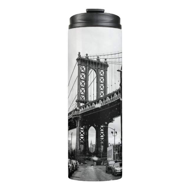 GARRAFA TÉRMICA  FOTOGRAFIA GRAYSCALE DA BRIDGE BROOKLYN (Frente)