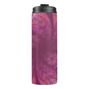 Garrafa Térmica Fractal de pétalas roxas transparentes com Tumbler