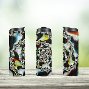 Garrafa Térmica Fractal Espiral Colorida Moderna Psicodélica