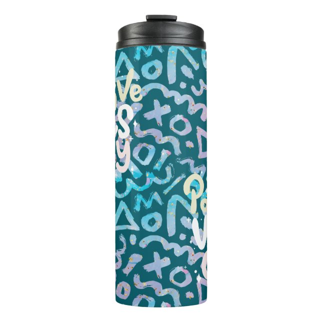 Garrafa Térmica Frascos positivos apenas verdes geométricos (Frente)