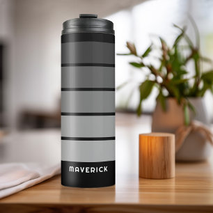 Garrafa Térmica Frente de faixa retrorativa Cinza preta víbora