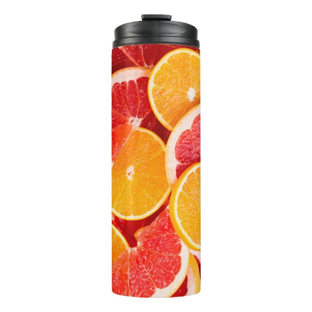 Garrafa Térmica Fresh ripe orange and grapefruit backgroundbackgro (Frente)