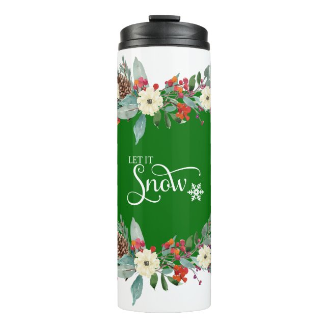 Garrafa Térmica Fronteira de flores de Natal - Deixem-na nevar tip (Frente)