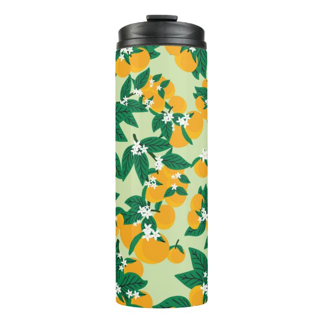 Garrafa Térmica Fruta cor de laranja com vinhetas verdes (Frente)