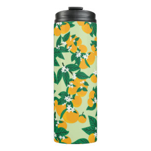 Garrafa Térmica Fruta cor de laranja com vinhetas verdes