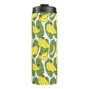 Garrafa Térmica Fruta de Banana deixa padrão tropical