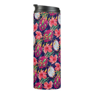 Garrafa Térmica Fruta do Dragão Floral Tropical Moderno Palma Verd