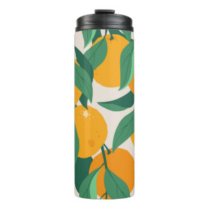 Garrafa Térmica Frutas de laranja e folhas sem soldadura