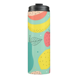 Garrafa Térmica Frutas desenhadas à mão, padrão decorativo sem cos