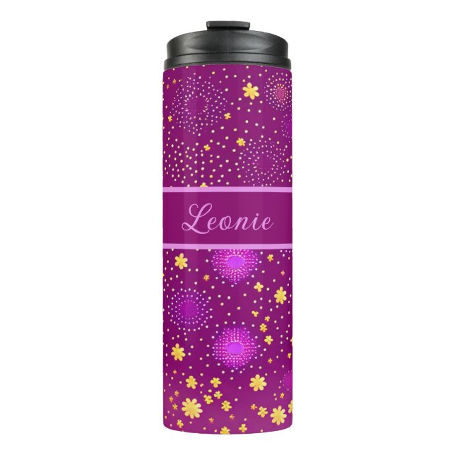 Garrafa Térmica Fuchsia Blüten Muster (Frente)
