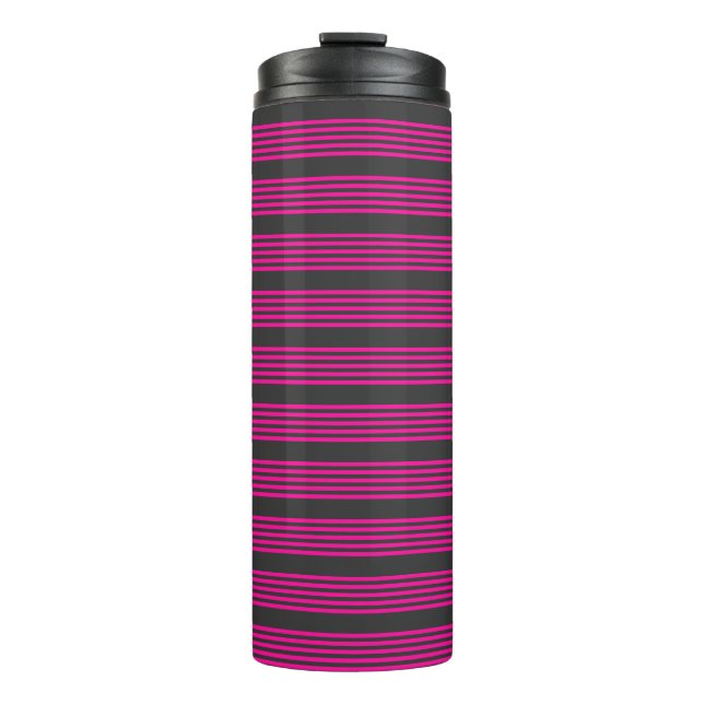 Garrafa Térmica Fuchsia e carvão de cinco faixas (Frente)