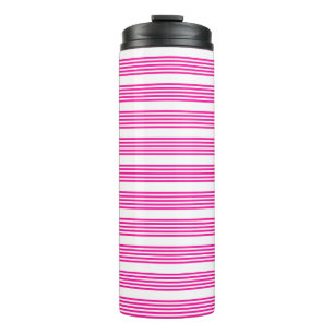 Garrafa Térmica Fuchsia e padrão de cinco faixas brancas