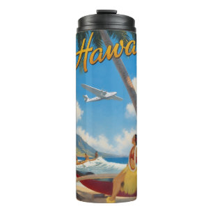 Garrafa Térmica Fuga do Paraíso Vintage Havaiano Hula Girl Aloha