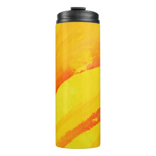 Garrafa Térmica fundo amarelo. aguarela no papel