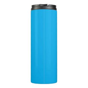 Garrafa Térmica Fundo Azul Ciano Sólido   Estilo Minimalista de Ve