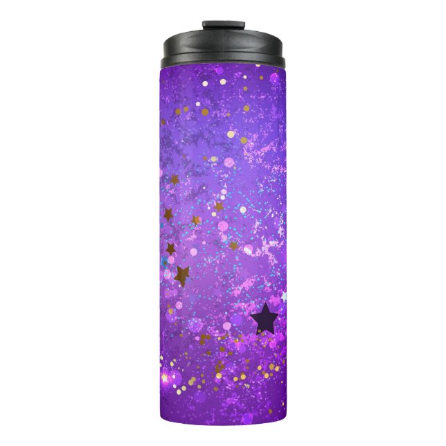 Garrafa Térmica Fundo de folhas roxas com estrelas (Frente)