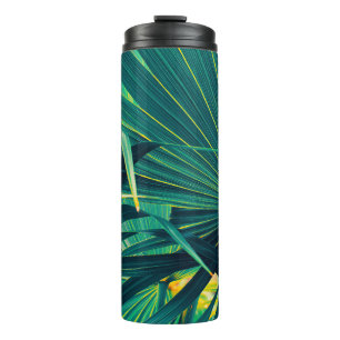 Garrafa Térmica Fundo de textura de palmeiras tropicais, riscado d