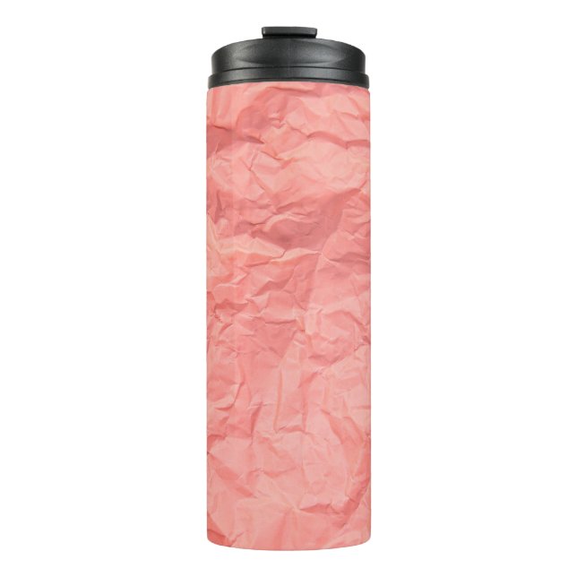 Garrafa Térmica Fundo de Textura de Papel Enrugado Rosa (Frente)