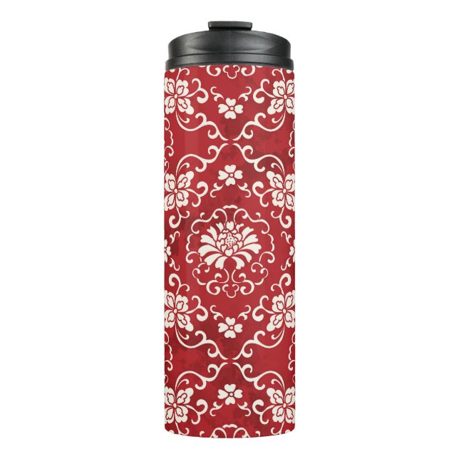 Garrafa Térmica Fundo espiral chinês vermelho. (Frente)