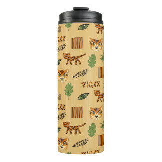 Garrafa Térmica Fundo estilizado com tigre de desenho animado. Bri