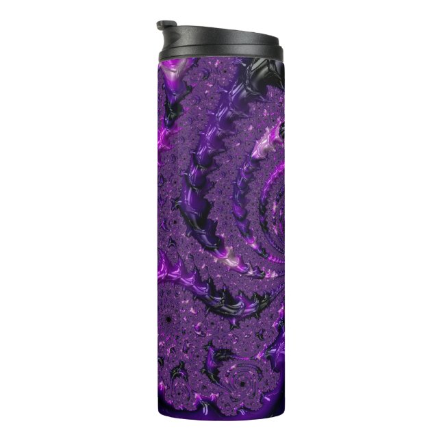 Garrafa Térmica Funky Bold Boho Purple Digital Abstrato Fractal (Rotação à direita)