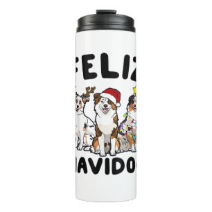 Garrafa Térmica Funny Feliz Navidog, amante de cães pastores austr