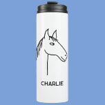 Garrafa Térmica Funny Horse Personalizado<br><div class="desc">Um design de desenho animado engraçado para aqueles que amam animais,  cavalos e equitação. Altere o nome para personalizar.</div>