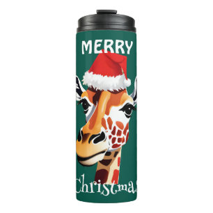 Garrafa Térmica Funny Safari animais Giraffe Papais noeis Xmas