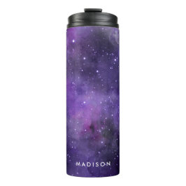 Garrafa Térmica Galáxia do Espaço de Aquarela Roxo Personalizada