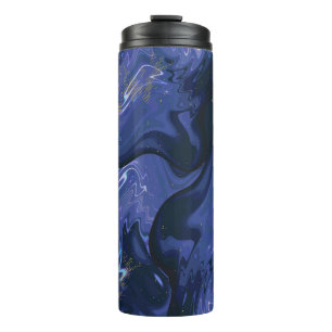 Garrafa Térmica Galaxy Swirl Blue Glitter Abstrato Padrão cósmico