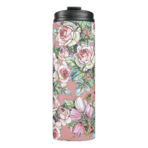 Garrafa Térmica Garden flowers rose with tulips painted in waterco