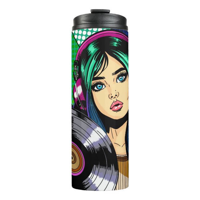 Garrafa Térmica Garota Pop Art com Gravação Personalizada (Frente)