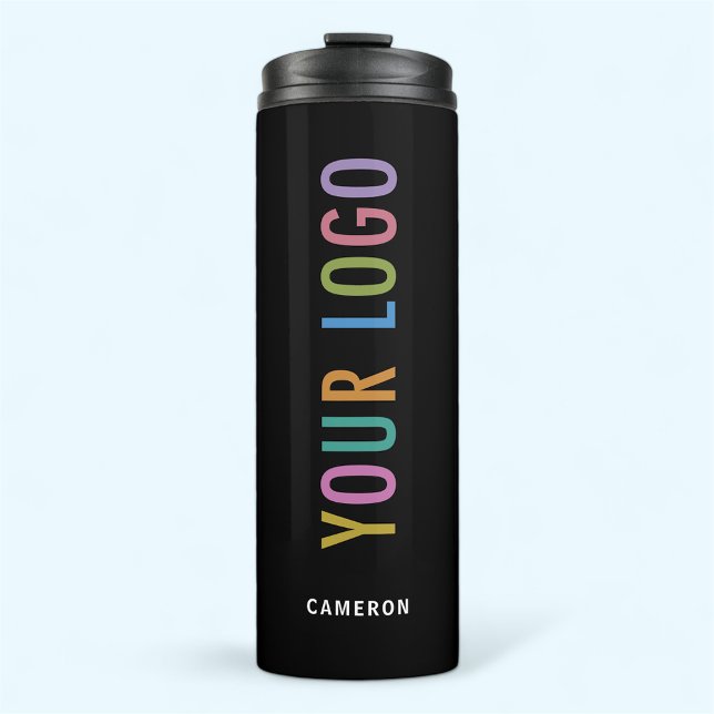 Garrafa Térmica Garrafa de Bebida Preta 355 ml Logo Personalizado  (MISOOK Black Thermal Tumbler with Logo and Name)