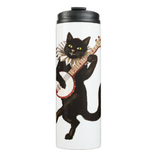 Garrafa Térmica Gatinho Bonito tocando guitarra Camisas de Música
