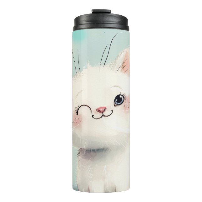 Garrafa Térmica Gatinho Branco Bonito (Frente)