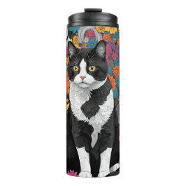 Garrafa Térmica Gatinho entre as flores