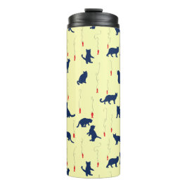 Garrafa Térmica Gatinhos fofos azuis e peixes vermelhos